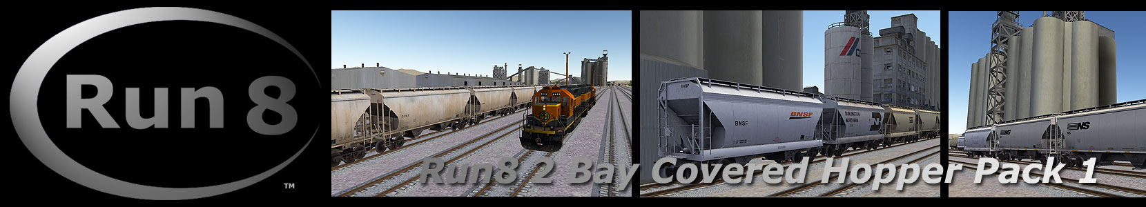 Run8 Train Simulator 2 BAY COVERED HOPPERS PACK 1