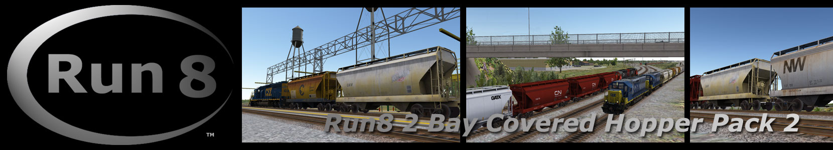 Run8 Train Simulator 2 BAY COVERED HOPPERS PACK 2